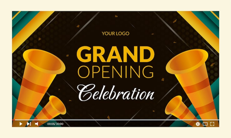 Vector Gratis thumbnail youtube gradien untuk pembukaan besar bisnis
