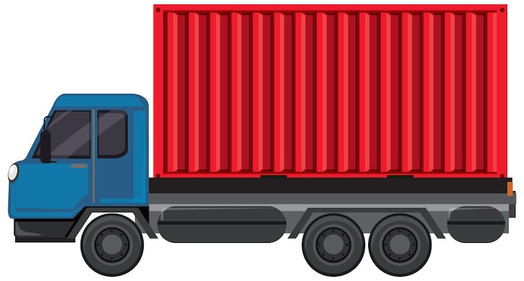 Vector Gratis truk kargo dengan kontainer pengiriman merah