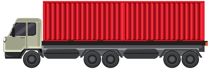 Vector Gratis truk pengangkut dengan kontainer pengiriman merah