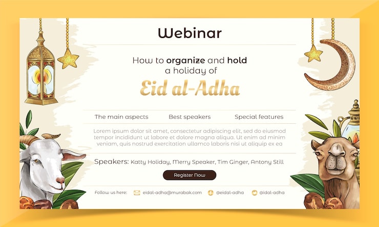Vector Gratis webinar idul adha yang digambar tangan