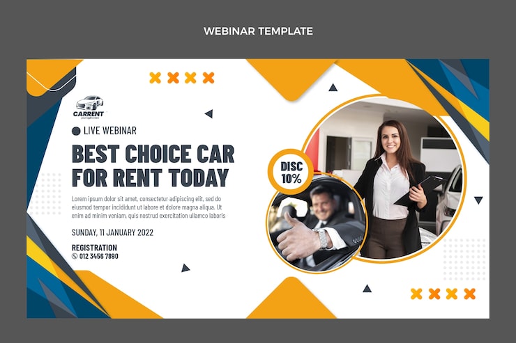 Vector Gratis webinar persewaan mobil desain datar yang digambar tangan