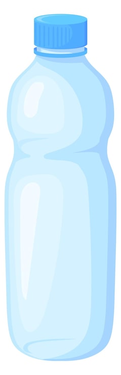 Vector botol plastik wadah biru kosong untuk minuman segar terisolasi di latar belakang putih