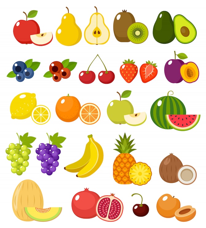 Vector buah-buahan di atas latar belakang putih
