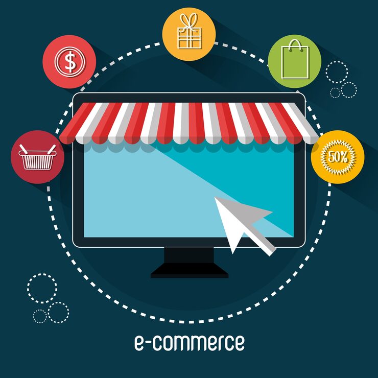 Vector desain ikon terisolasi e-commerce