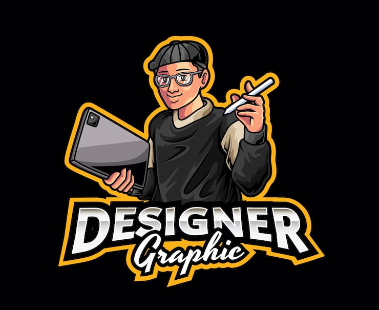 Vector desain logo maskot desainer grafis