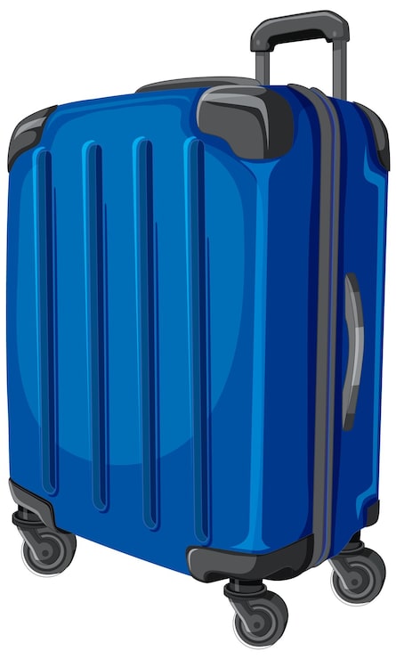 Vector ilustrasi koper bergulir biru