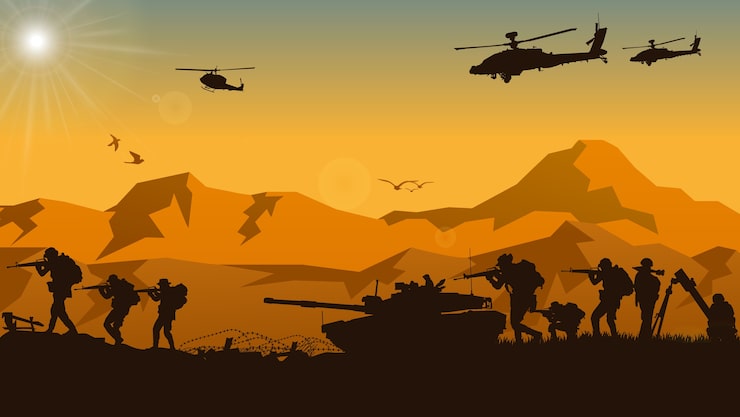 Vector ilustrasi militer, latar belakang tentara.