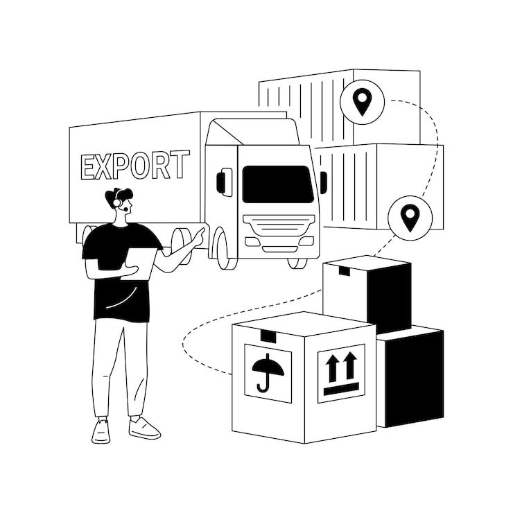 Vector konsep abstrak kontrol ekspor ilustrasi vektor