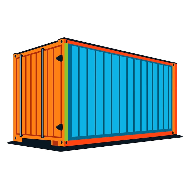 Vector kontainer pengiriman yang digunakan untuk penyimpanan dan transportasi dalam logistik global konsep vektor