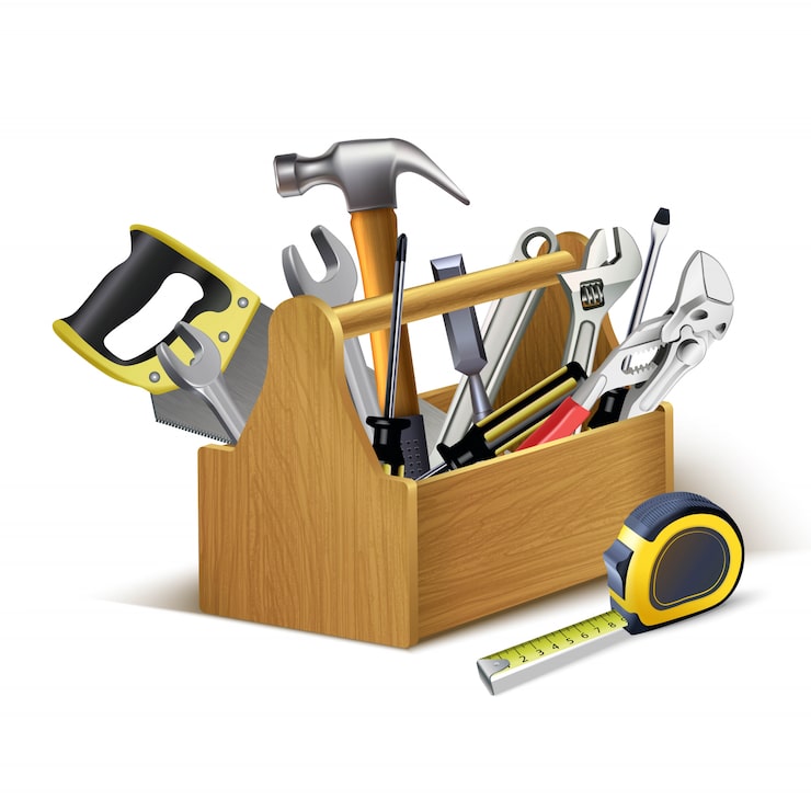 Vector kotak kayu instrumen, kotak peralatan.