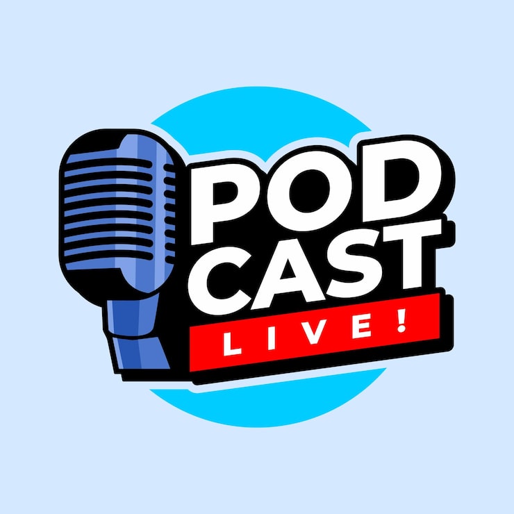 Vector logo siaran langsung podcast