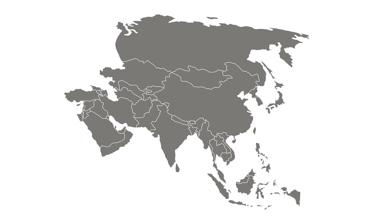 Vector peta asia abu-abu
