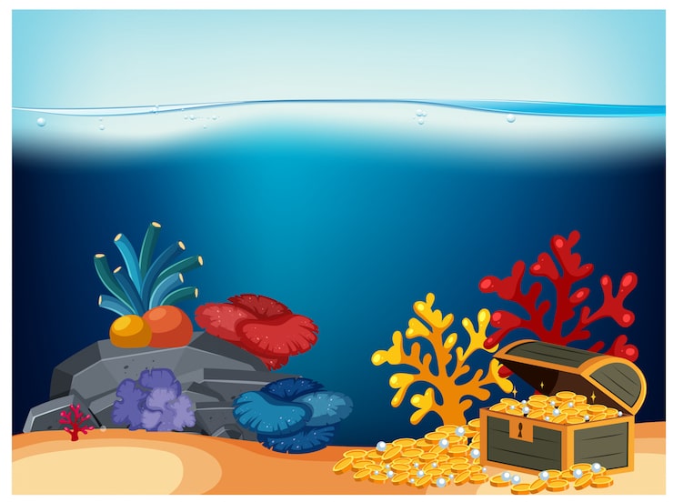 Vector peti bajak laut di bawah laut