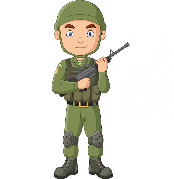 Vector prajurit kartun dengan senapan