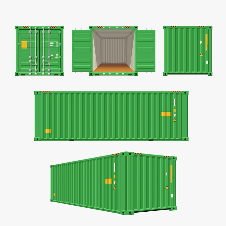 Vector set wadah hijau di atas putih