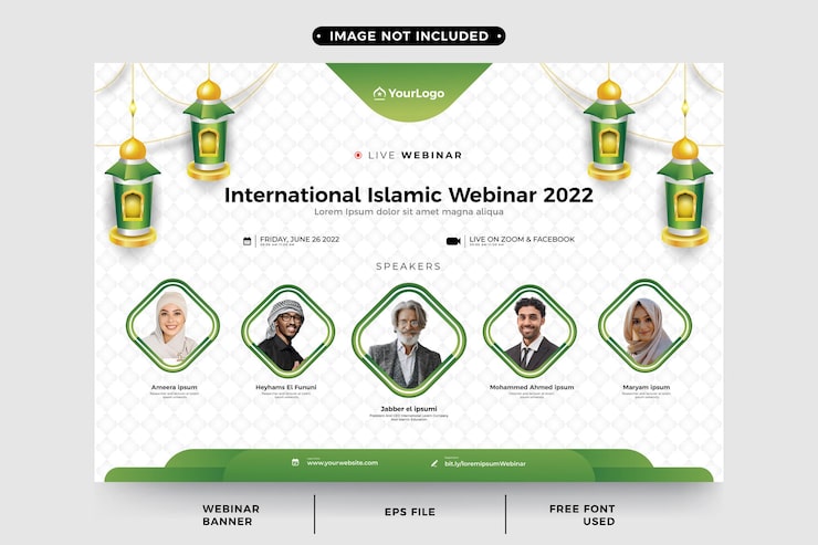 Vector templat banner webinar islami internasional