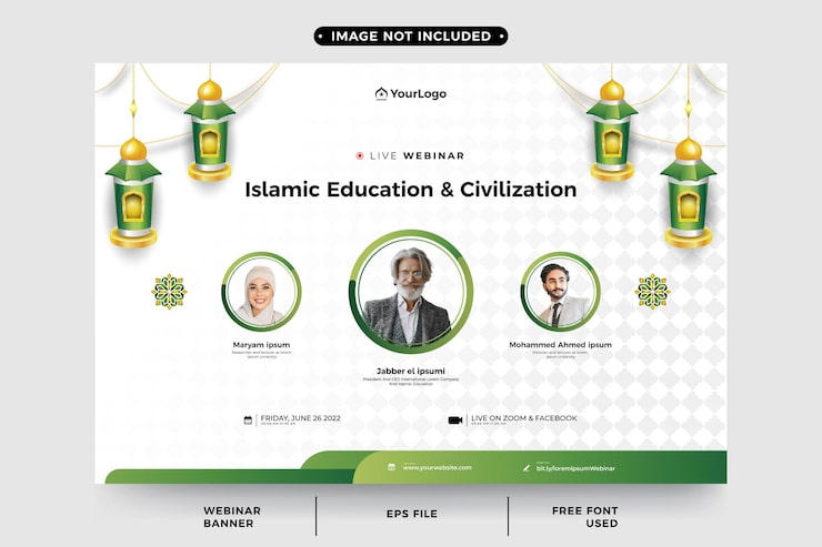 Vector templat posting seminar online tentang pendidikan dan peradaban islam
