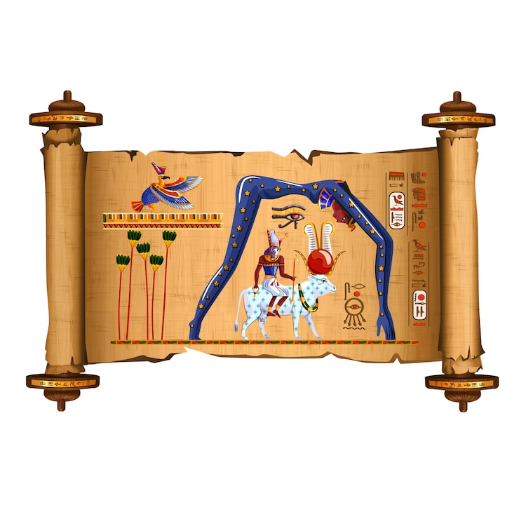 Kostenlose Vektor alte ägypten-papyrusrollekarikatur