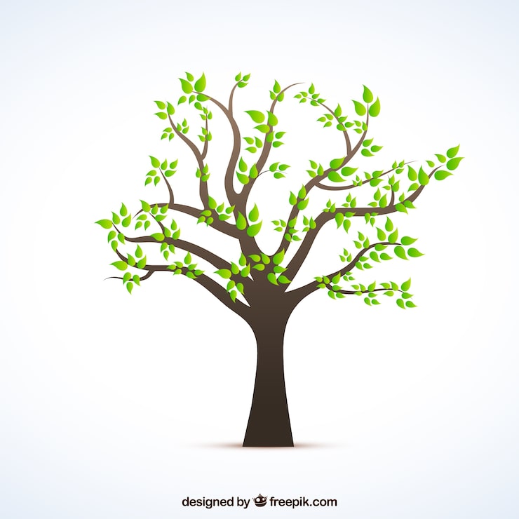 Kostenlose Vektor baum mit grünen blättern