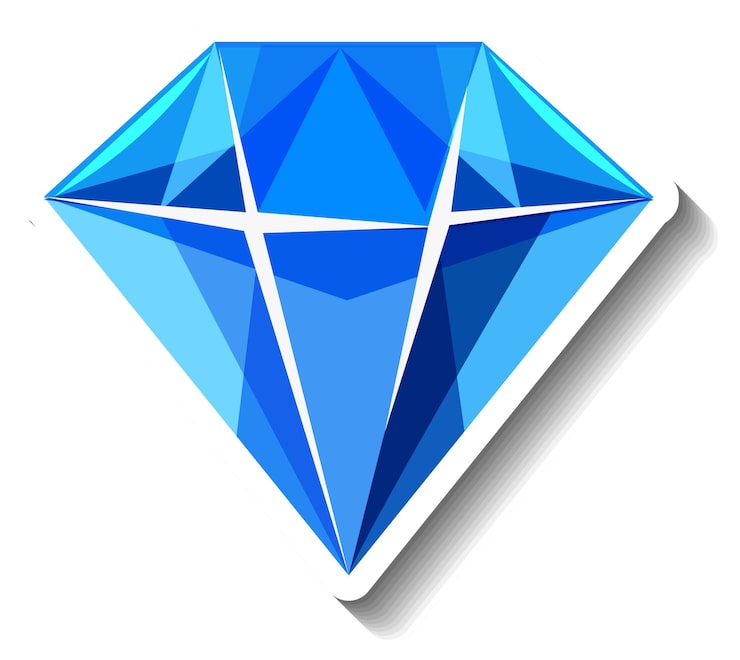 Kostenlose Vektor blauer diamantaufkleber isoliert