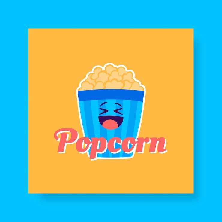 Kostenlose Vektor buntes lustiges popcorn-logo