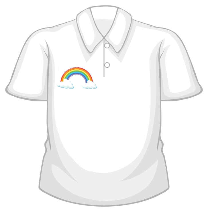 Kostenlose Vektor ein weißes hemd mit regenbogenmuster auf weißem hintergrund
