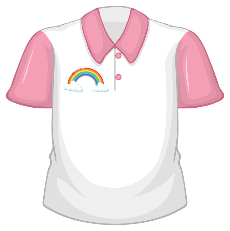 Kostenlose Vektor ein weißes hemd mit rosa ärmeln auf weißem hintergrund