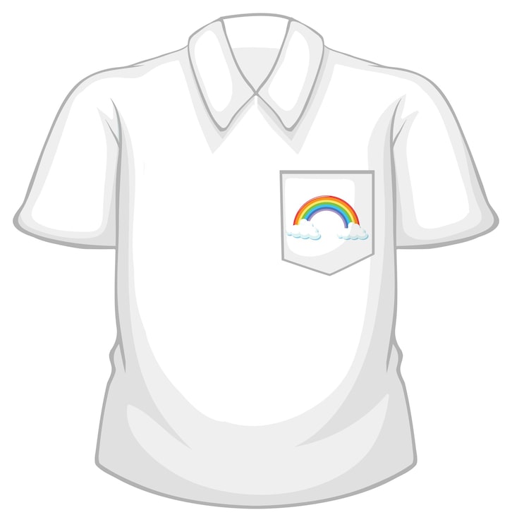 Kostenlose Vektor ein weißes poloshirt mit blauen ärmeln auf weißem hintergrund