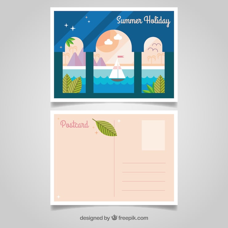 Kostenlose Vektor eine schöne sommerpostkarte