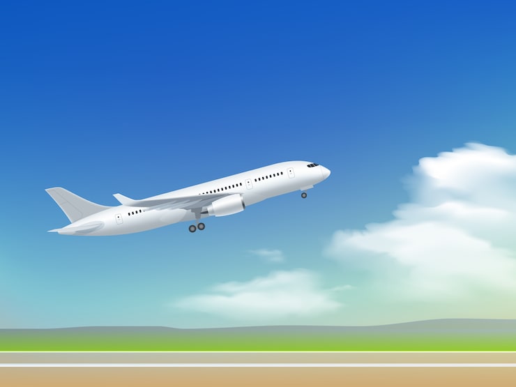Kostenlose Vektor flugzeug-startplakat