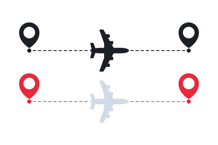 Kostenlose Vektor flugzeugrouten von zwei