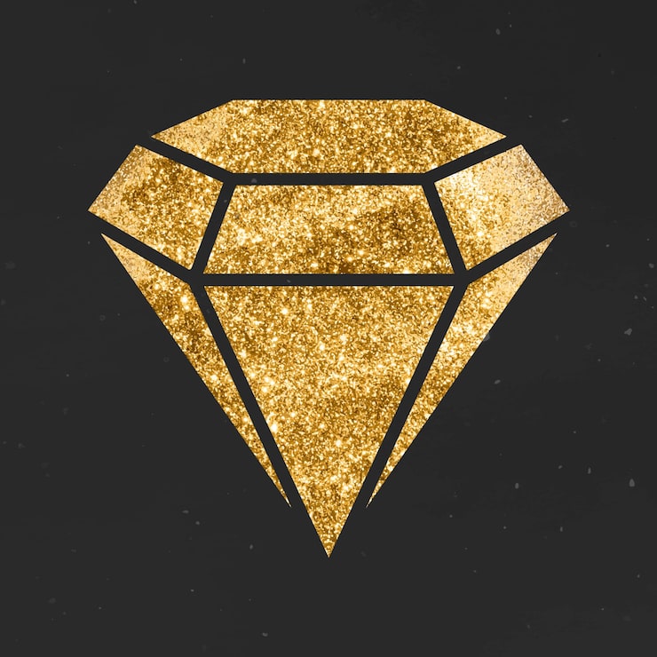 Kostenlose Vektor funkelnde goldene diamant-ikonen