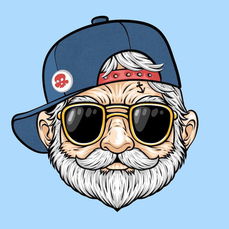 Kostenlose Vektor funky-bart-mann mit blauem trucker-hut