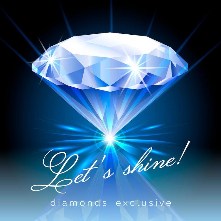 Kostenlose Vektor glänzender diamant mit textillustration