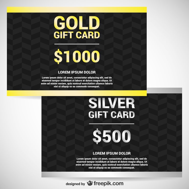 Kostenlose Vektor gold und silber geschenkkarten