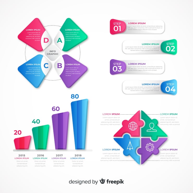 Kostenlose Vektor gradient infografik elementsammlung
