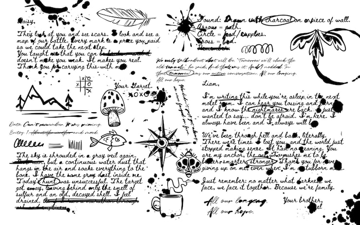 Kostenlose Vektor handgeschriebene reiseaufzeichnungen auf weißem papier