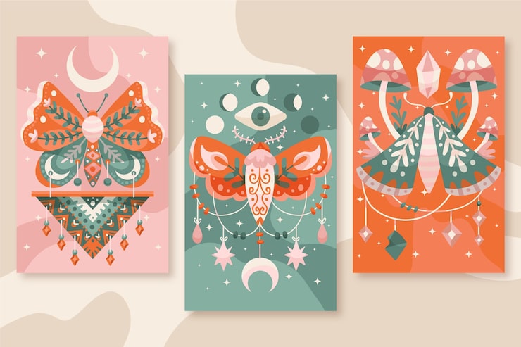 Kostenlose Vektor handgezeichnete boho-cover-kollektion