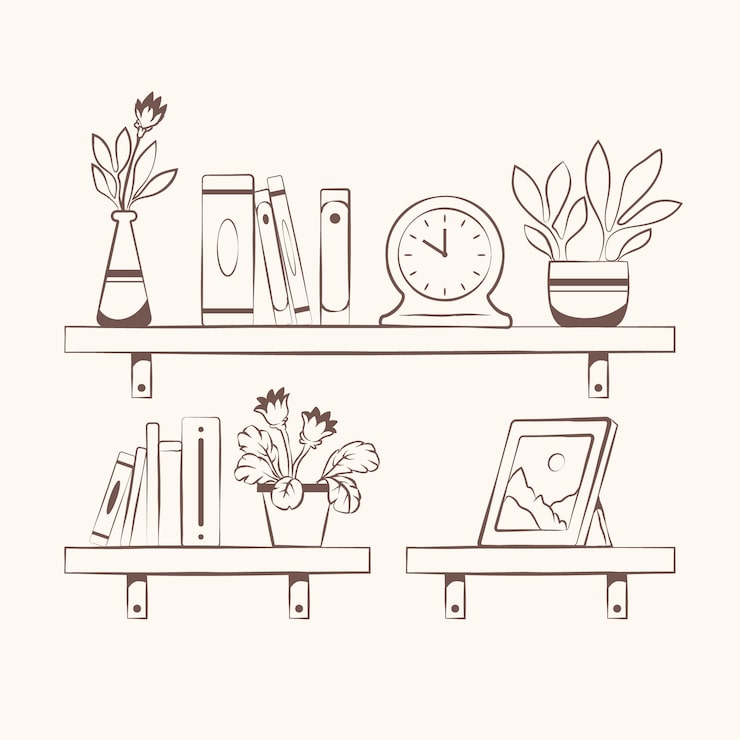 Kostenlose Vektor handgezeichnete regalumrissillustration