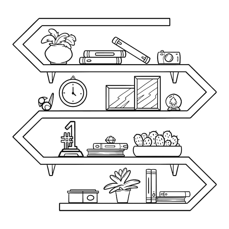 Kostenlose Vektor handgezeichnete regalumrissillustration