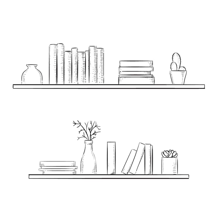 Kostenlose Vektor handgezeichnete regalumrissillustration