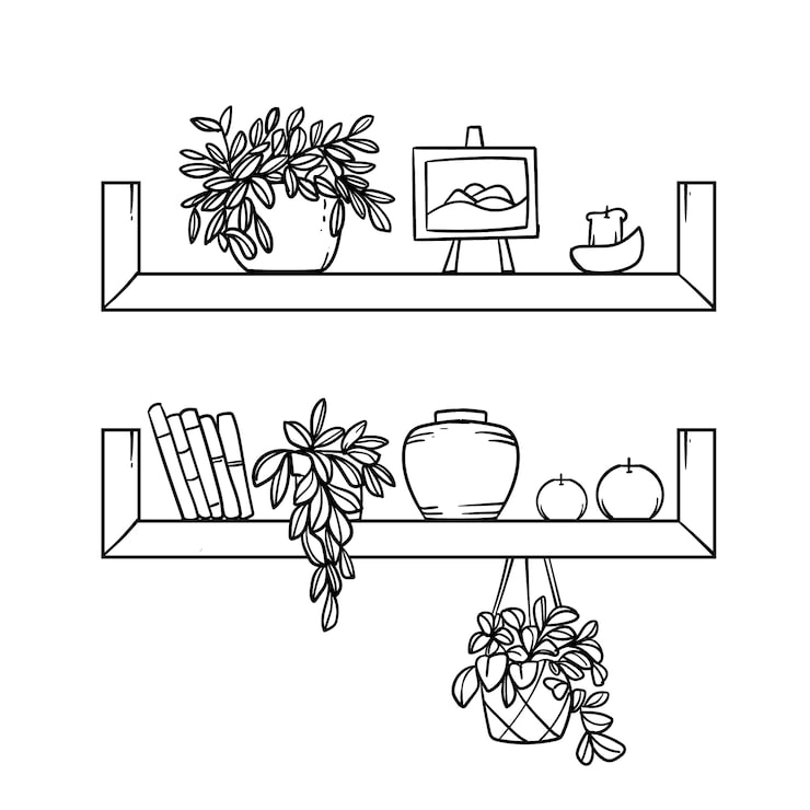 Kostenlose Vektor handgezeichnete regalumrissillustration