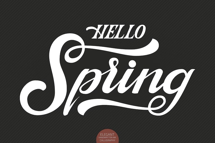 Kostenlose Vektor handgezeichneter schriftzug hello springelegante moderne handgeschriebene kalligraphie