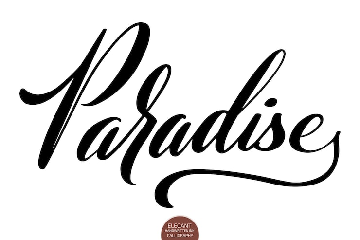 Kostenlose Vektor handgezeichneter schriftzug paradies