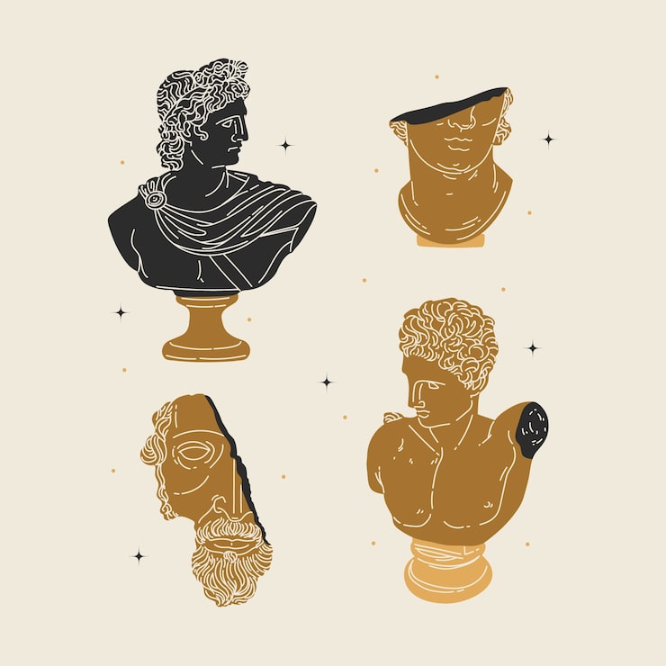 Kostenlose Vektor handgezeichnetes flaches design griechische mythologie charaktersammlung