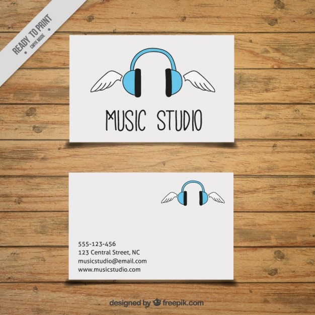 Kostenlose Vektor karten in der hand für ein musikstudio gezeichnet