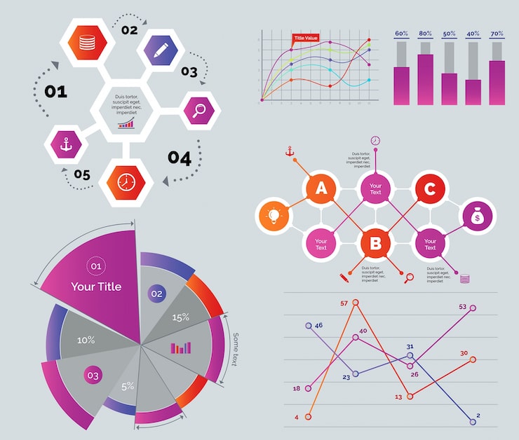 Kostenlose Vektor kreative diagramme gesetzt
