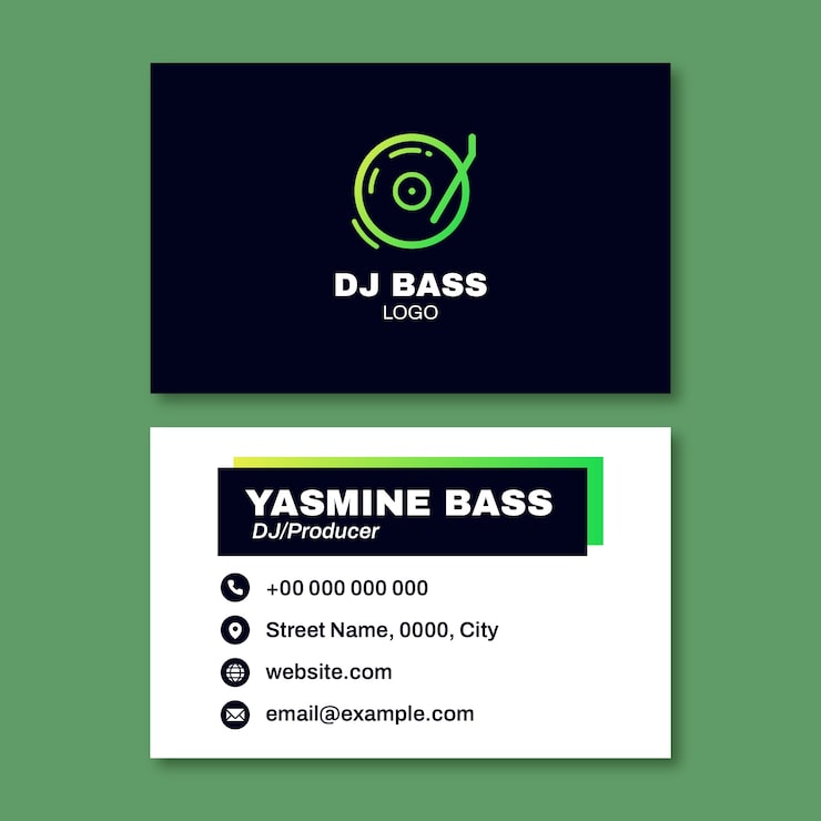 Kostenlose Vektor lineare dj-bass-visitenkarte der steigung