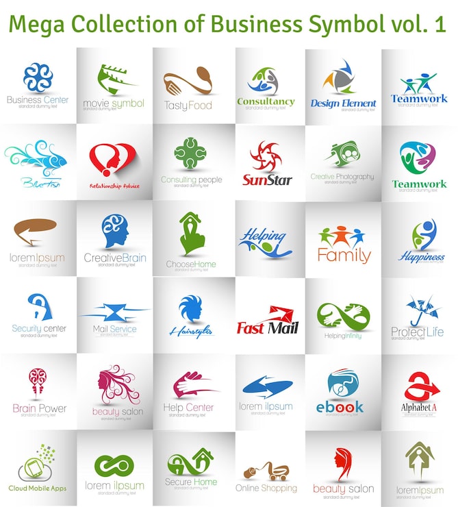 Kostenlose Vektor logo template design bundle mega-sammlung business-symbol