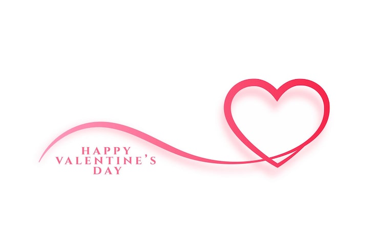 Kostenlose Vektor minimale happy valentines day schöne karte mit rosa herzdesign